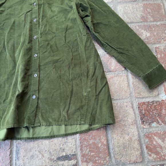 J.Jill Corduroy Green Button Up Blouse Fall Long Sleeve Autumn Collared - Picture 2 of 8